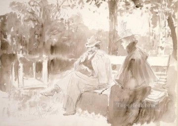  Ruso Pintura Art%c3%adstica - Ksenian ja Nedrovin tapaaminen puistossa Nevan saarilla Realismo ruso Ilya Repin